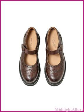 Mary Jane Shoes Women Wingtips Oxford Shoes Comfort Leather Round Toe Brogue